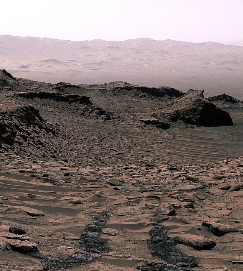rover on the rocky red surface of Mars